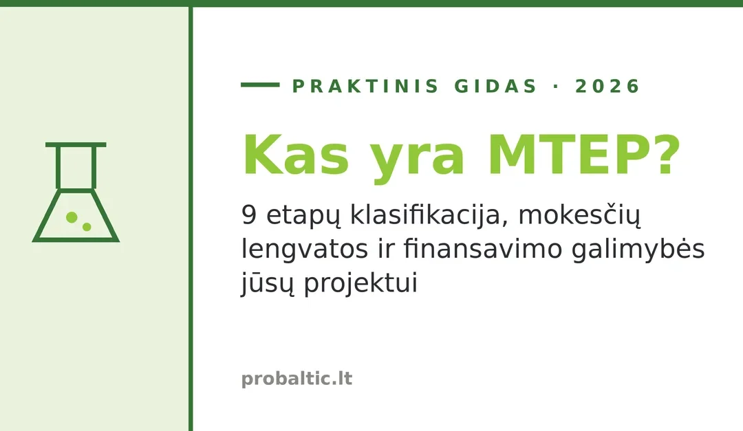 MTEP: kas tai, 9 etapų klasifikacija ir mokesčių lengvatos 2026 m.