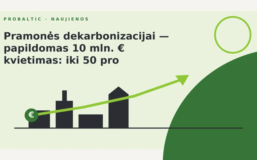 Pramonės dekarbonizacijai — papildomas 10 mln. € kvietimas: iki 50 proc. parama gamybos modernizavimui