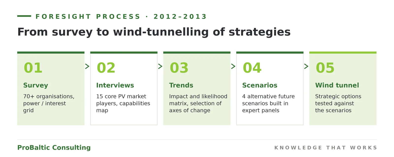 Photovoltaic sector foresight process 2012–2013: from survey to wind-tunnelling of strategies
