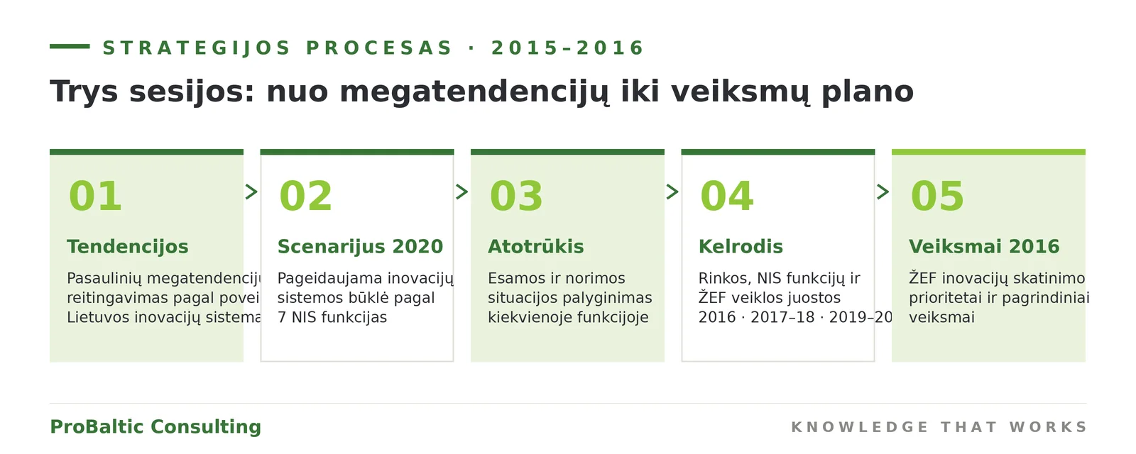 Inovacijų strategijos procesas 2015–2016: nuo megatendencijų iki ŽEF veiksmų plano per tris sesijas