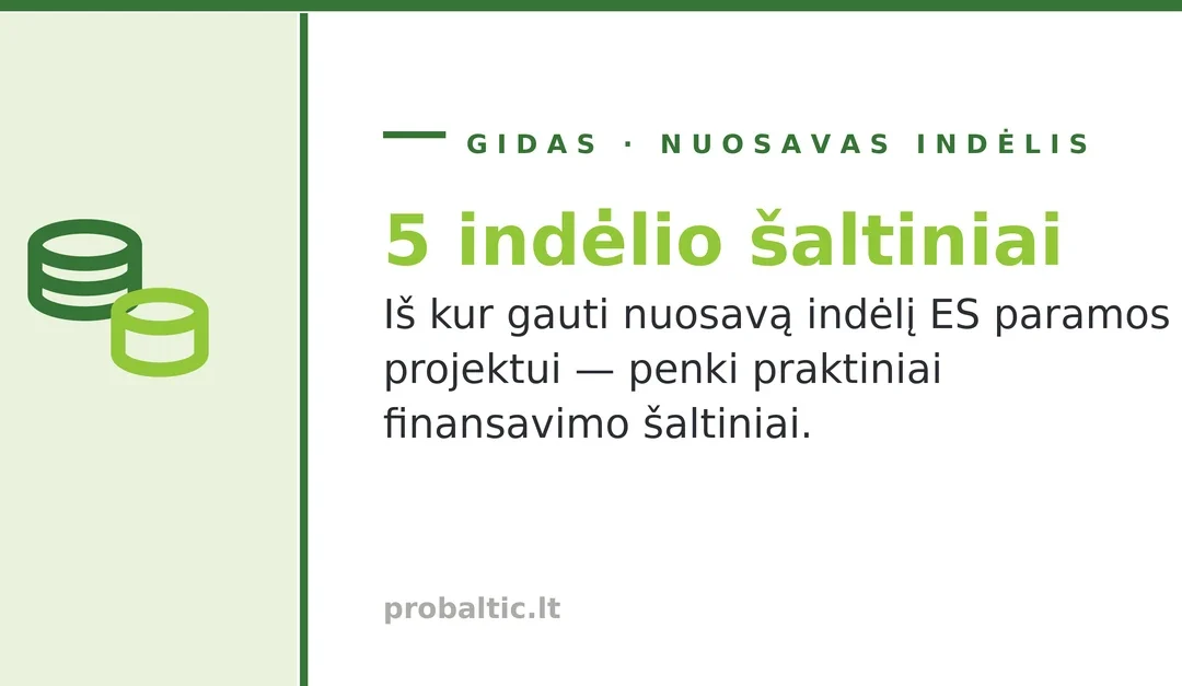 5 nuosavo indėlio finansavimo šaltiniai